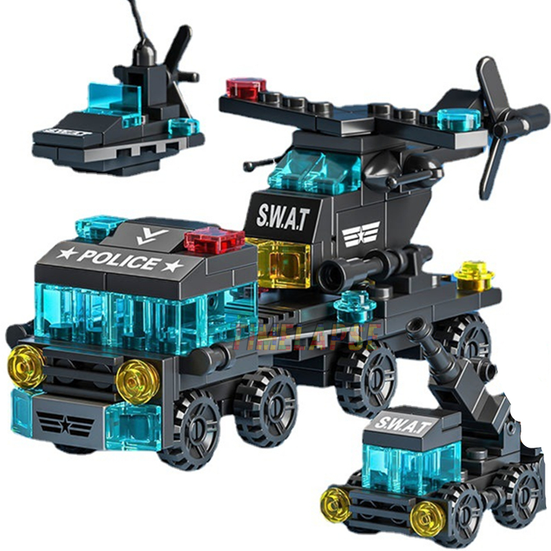 Lego Set Creator - 6in1 ใหม่ รถลากจูงตำรวจพิเศษ เครื่องบิน รถบรรทุกขนาดเล็ก ชุดตัวต่อโมเดลคลาสสิก