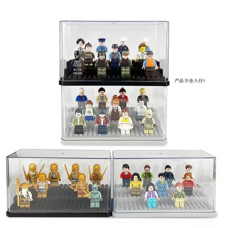 Building Block Mini - กล่องจัดแสดงฟิกเกอร์อะคริลิก สามารถวางซ้อนกันได้ และป้องกันฝุ่น สำหรับจัดเก็บของเล่นฟิกเกอร์แอคชั่นเลโก้